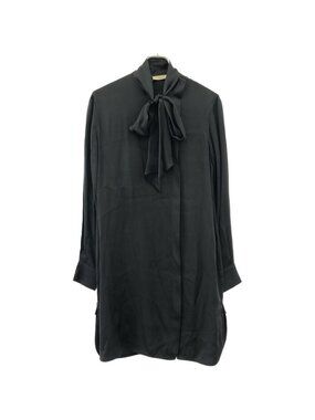 Celine by Phoebe Philo Silk Bow Tie Shirt Dress 2 6 F41 2726 Black 38